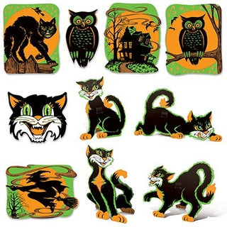 Set of 10 Vintage Diecut Halloween Cutouts