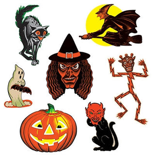 Set of 7 Vintage Diecut Halloween Cutouts