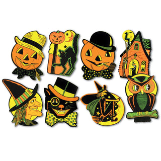 Set of 8 Unique Vintage Halloween Cutouts, Designs from the 1950's
