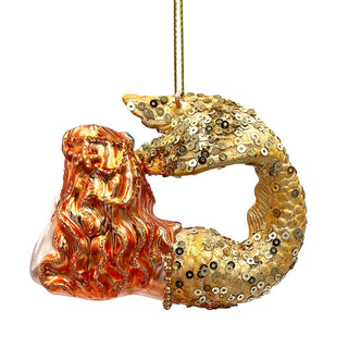 Mesmerizing Mermaid Glass Ornament, Beachy Sea Goddess