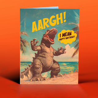 GODZILLA BEACH birthday card