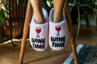 Indoor / Outdoor Slippers - "Wine Time" - Pink