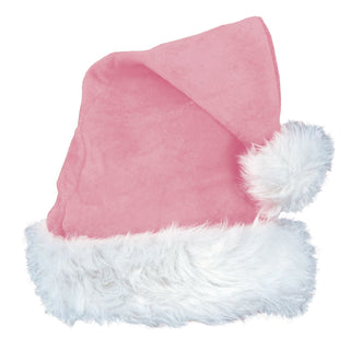Pink Velvet Santa Hat w/Plush Trim