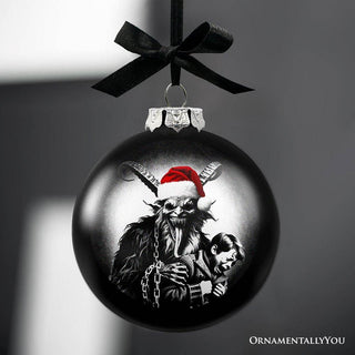 Krampus Christmas Spooky Portrait Glass Ornament