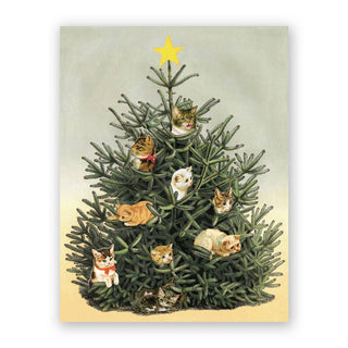 Cat Christmas Tree Greeting Card - Set of 8