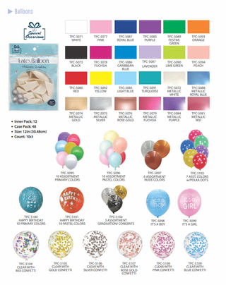 Latex Party Balloons, Assortment Primary Colors  12in, 10ct
