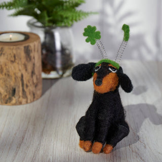 Ornament, Dog with Shamrock Headband