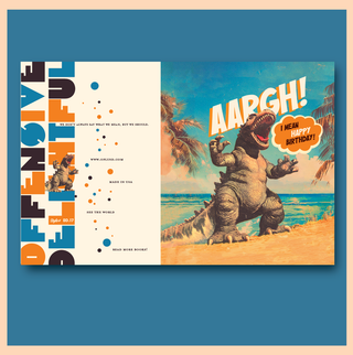 GODZILLA BEACH birthday card