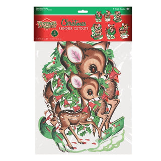 Vintage Christmas Reindeer Cutouts, 6 Per Pack, Sizes Vary