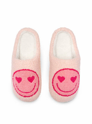 Indoor / Outdoor Slippers - Heart Eyes Happy Faces - Pink
