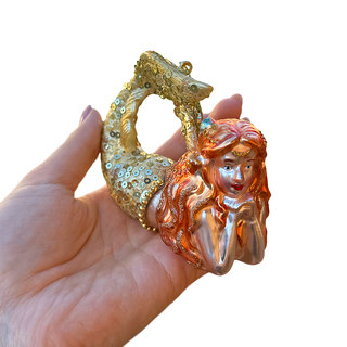 Mesmerizing Mermaid Glass Ornament, Beachy Sea Goddess