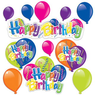 Happy Birthday Cutout Signs, 12 Pieces