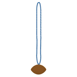 Beads w/Football Medallion - Blue
