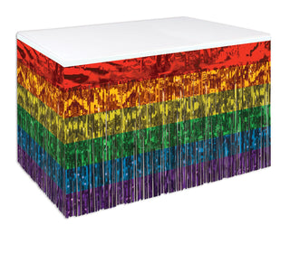 Rainbow Metallic Table Skirting