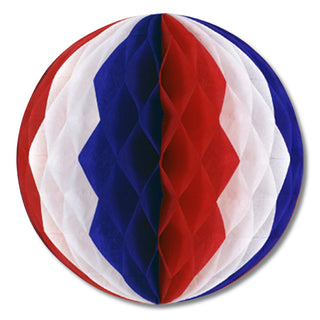 Honeycomb Tissue Ball, 12" Red White & Blue