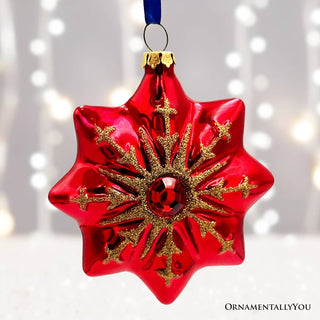 Graceful Nativity Star Glass Christmas Ornament