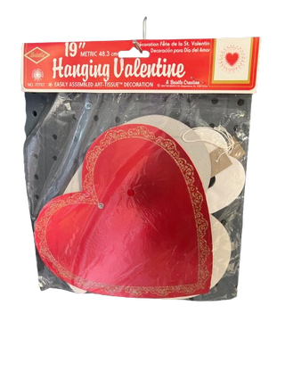 Vintage 19" Hanging Valentine, Diecut Heart with Tissue Fan