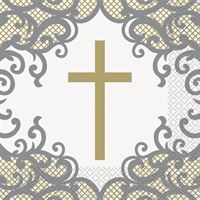 Cross Lunch Napkins, Gold and Silver