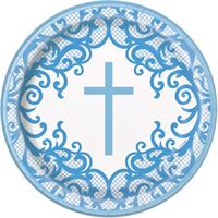 Cross Paper Plates, Blue