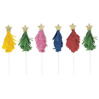 Vibrant Christmas Tree Shaped Tissue Picks  6ct