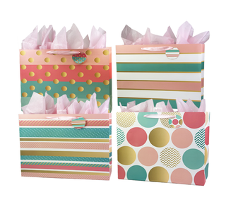 Gift Bag, Large Everyday Bag - fun stripes and polka dot patterns