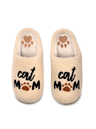 Indoor / Outdoor Slippers - "Cat Mom" - Cream