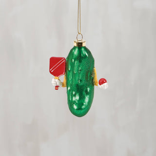 Pickleball Glass Ornament