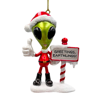 Greetings Earthlings Alien Ornament, Unique UFO