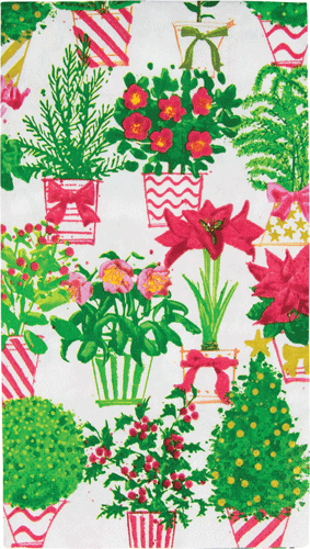 Guest Towel Napkins, Caspari Christmas Flower Market
