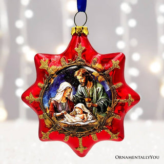 Graceful Nativity Star Glass Christmas Ornament
