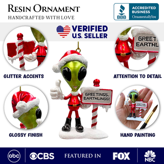 Greetings Earthlings Alien Ornament, Unique UFO