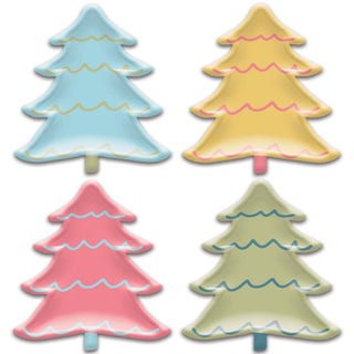 Bright Holiday Tree Shaped Disposable Paper Plates