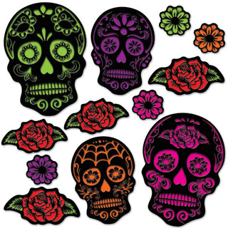 Set of 12 Day of the Dead Cardstock Cutouts
