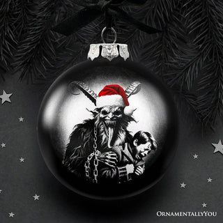 Krampus Christmas Spooky Portrait Glass Ornament
