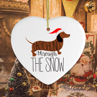 Dachshund Through The Snow Ornament, Funny Dog Cute