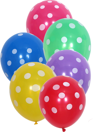 Latex Party Balloon, Polka Dots, Assorted Colors  12in, 10ct