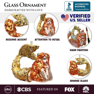 Mesmerizing Mermaid Glass Ornament, Beachy Sea Goddess