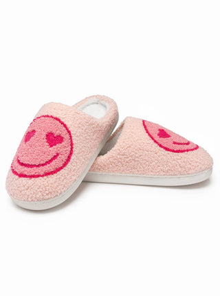 Indoor / Outdoor Slippers - Heart Eyes Happy Faces - Pink